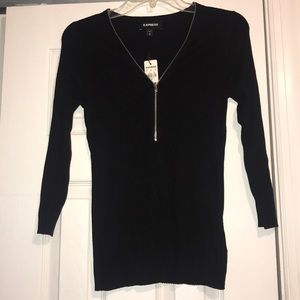 Express black ribbed shirt. Zipper neck. Brand new